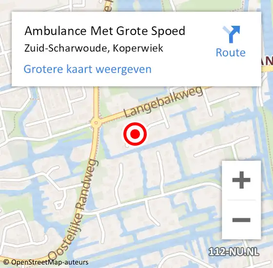 Locatie op kaart van de 112 melding: Ambulance Met Grote Spoed Naar Zuid-Scharwoude, Koperwiek op 7 oktober 2013 17:28