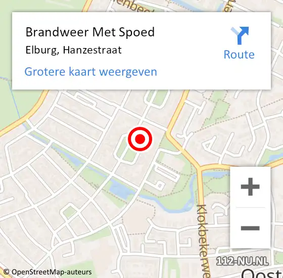 Locatie op kaart van de 112 melding: Brandweer Met Spoed Naar Elburg, Hanzestraat op 19 februari 2022 12:17