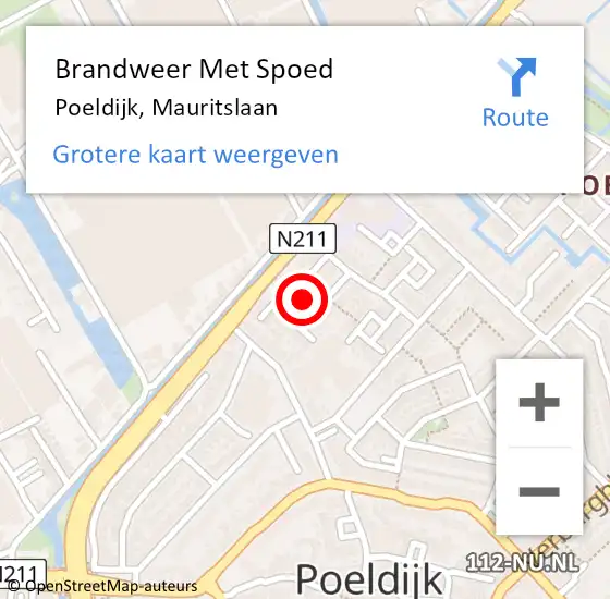 Locatie op kaart van de 112 melding: Brandweer Met Spoed Naar Poeldijk, Mauritslaan op 19 februari 2022 12:19