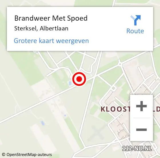 Locatie op kaart van de 112 melding: Brandweer Met Spoed Naar Sterksel, Albertlaan op 19 februari 2022 12:19