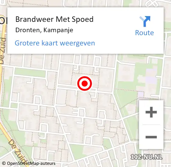 Locatie op kaart van de 112 melding: Brandweer Met Spoed Naar Dronten, Kampanje op 19 februari 2022 12:19