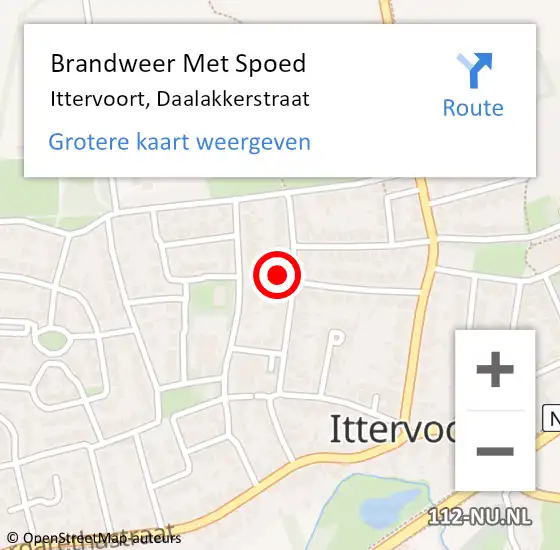 Locatie op kaart van de 112 melding: Brandweer Met Spoed Naar Ittervoort, Daalakkerstraat op 19 februari 2022 12:20