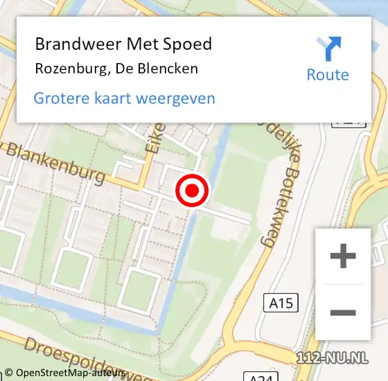 Locatie op kaart van de 112 melding: Brandweer Met Spoed Naar Rozenburg, De Blencken op 19 februari 2022 12:21