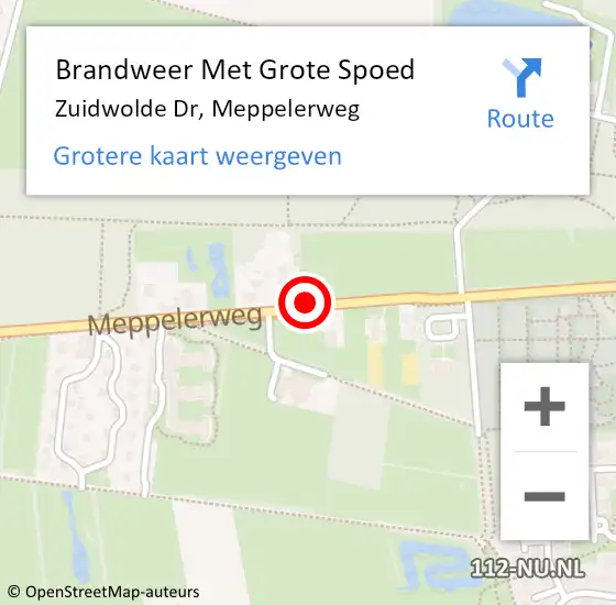 Locatie op kaart van de 112 melding: Brandweer Met Grote Spoed Naar Zuidwolde Dr, Meppelerweg op 8 juli 2014 20:26