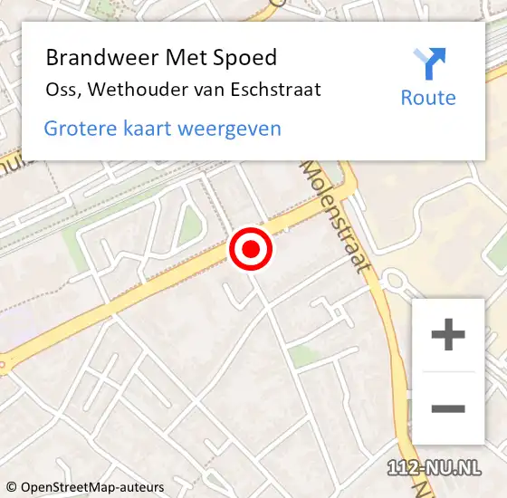 Locatie op kaart van de 112 melding: Brandweer Met Spoed Naar Oss, Wethouder van Eschstraat op 19 februari 2022 12:28