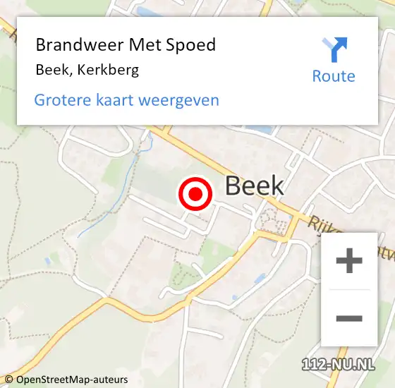 Locatie op kaart van de 112 melding: Brandweer Met Spoed Naar Beek, Kerkberg op 19 februari 2022 12:36