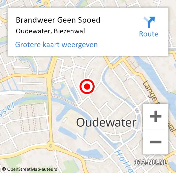 Locatie op kaart van de 112 melding: Brandweer Geen Spoed Naar Oudewater, Biezenwal op 19 februari 2022 12:39