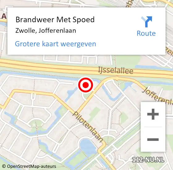 Locatie op kaart van de 112 melding: Brandweer Met Spoed Naar Zwolle, Jofferenlaan op 19 februari 2022 12:40