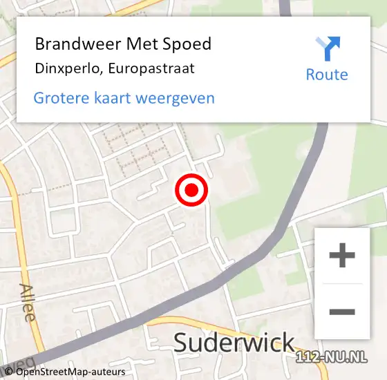 Locatie op kaart van de 112 melding: Brandweer Met Spoed Naar Dinxperlo, Europastraat op 19 februari 2022 12:40