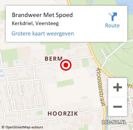 Locatie op kaart van de 112 melding: Brandweer Met Spoed Naar Kerkdriel, Veersteeg op 19 februari 2022 12:42