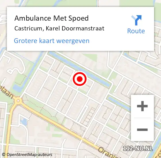 Locatie op kaart van de 112 melding: Ambulance Met Spoed Naar Castricum, Karel Doormanstraat op 19 februari 2022 12:42