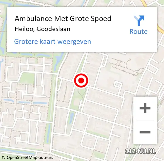 Locatie op kaart van de 112 melding: Ambulance Met Grote Spoed Naar Heiloo, Goodeslaan op 19 februari 2022 12:43