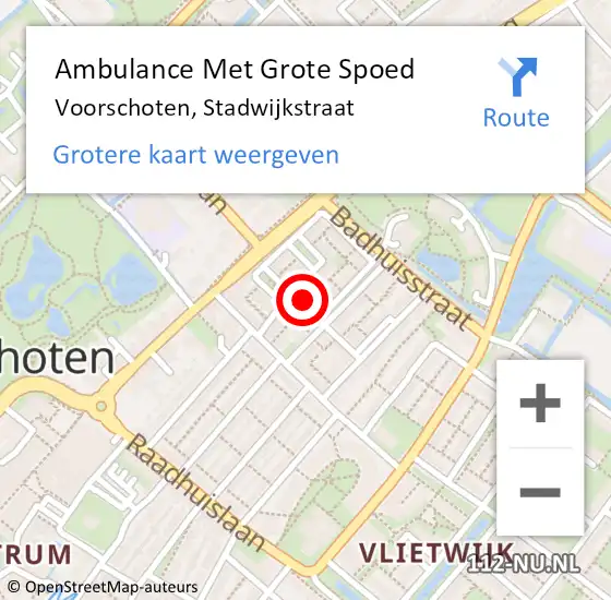 Locatie op kaart van de 112 melding: Ambulance Met Grote Spoed Naar Voorschoten, Stadwijkstraat op 19 februari 2022 12:45