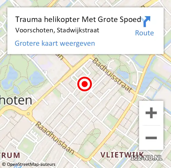 Locatie op kaart van de 112 melding: Trauma helikopter Met Grote Spoed Naar Voorschoten, Stadwijkstraat op 19 februari 2022 12:46