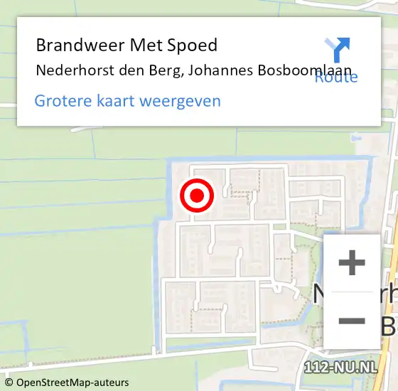 Locatie op kaart van de 112 melding: Brandweer Met Spoed Naar Nederhorst den Berg, Johannes Bosboomlaan op 19 februari 2022 12:48