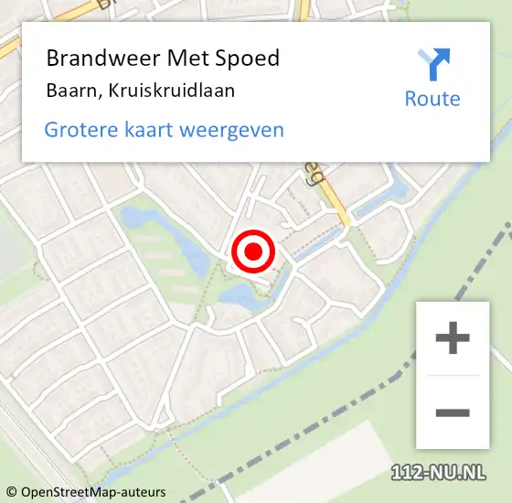 Locatie op kaart van de 112 melding: Brandweer Met Spoed Naar Baarn, Kruiskruidlaan op 19 februari 2022 12:51