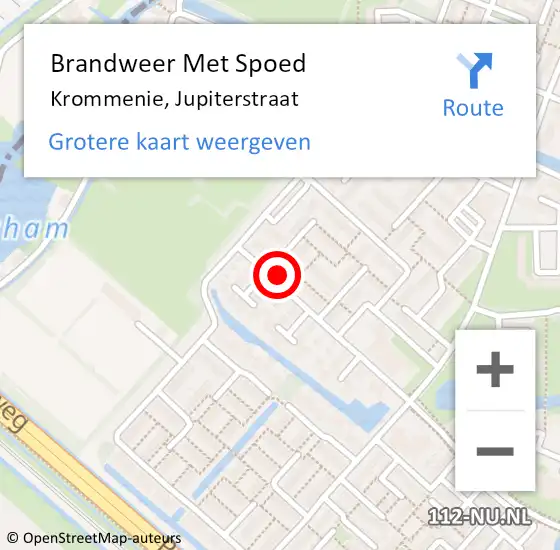 Locatie op kaart van de 112 melding: Brandweer Met Spoed Naar Krommenie, Jupiterstraat op 19 februari 2022 12:56