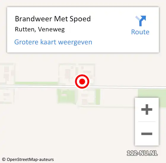 Locatie op kaart van de 112 melding: Brandweer Met Spoed Naar Rutten, Veneweg op 19 februari 2022 12:57