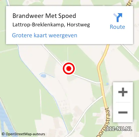 Locatie op kaart van de 112 melding: Brandweer Met Spoed Naar Lattrop-Breklenkamp, Horstweg op 19 februari 2022 12:57