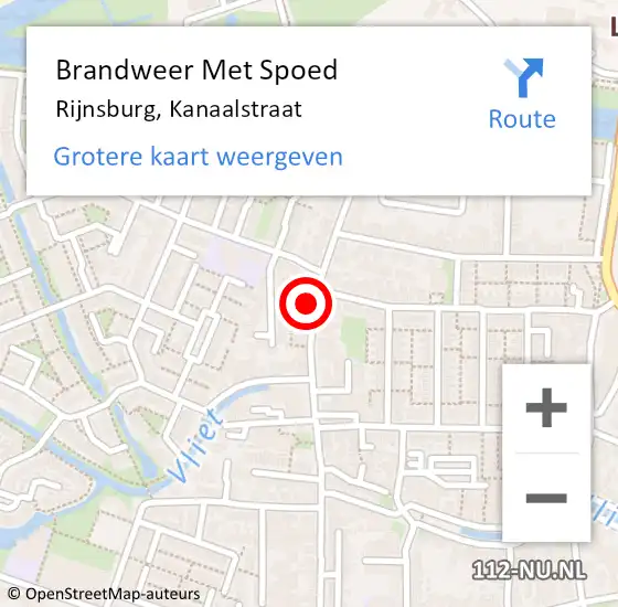 Locatie op kaart van de 112 melding: Brandweer Met Spoed Naar Rijnsburg, Kanaalstraat op 19 februari 2022 13:07