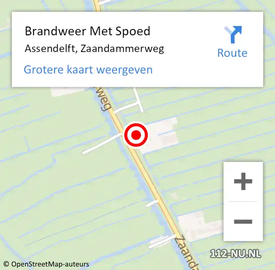 Locatie op kaart van de 112 melding: Brandweer Met Spoed Naar Assendelft, Zaandammerweg op 19 februari 2022 13:08