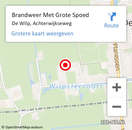 Locatie op kaart van de 112 melding: Brandweer Met Grote Spoed Naar De Wilp, Achterwijkseweg op 19 februari 2022 13:16