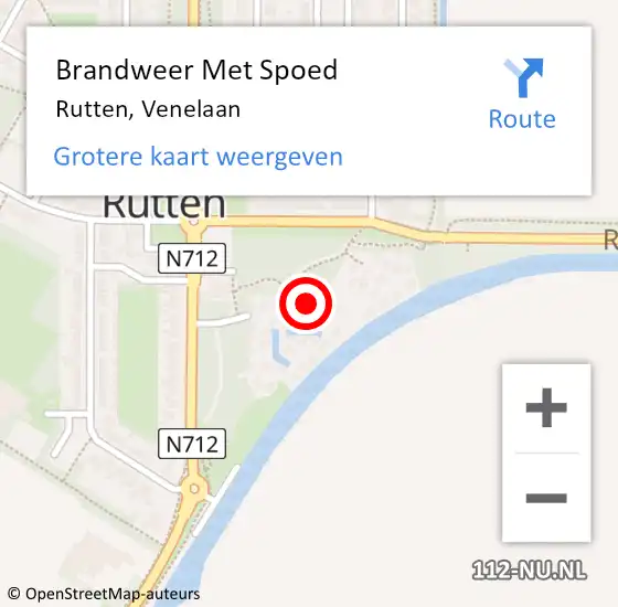 Locatie op kaart van de 112 melding: Brandweer Met Spoed Naar Rutten, Venelaan op 19 februari 2022 13:20