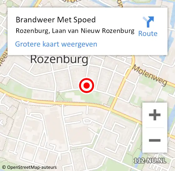 Locatie op kaart van de 112 melding: Brandweer Met Spoed Naar Rozenburg, Laan van Nieuw Rozenburg op 19 februari 2022 13:27