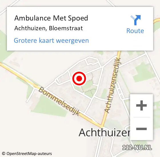 Locatie op kaart van de 112 melding: Ambulance Met Spoed Naar Achthuizen, Bloemstraat op 19 februari 2022 13:28