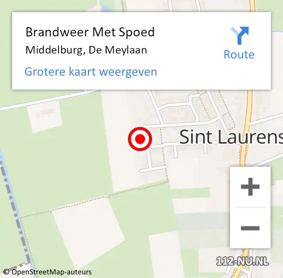 Locatie op kaart van de 112 melding: Brandweer Met Spoed Naar Middelburg, De Meylaan op 19 februari 2022 13:31