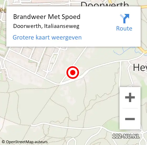 Locatie op kaart van de 112 melding: Brandweer Met Spoed Naar Doorwerth, Italiaanseweg op 19 februari 2022 13:32