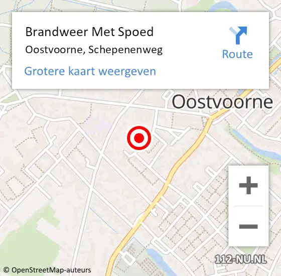 Locatie op kaart van de 112 melding: Brandweer Met Spoed Naar Oostvoorne, Schepenenweg op 19 februari 2022 13:33