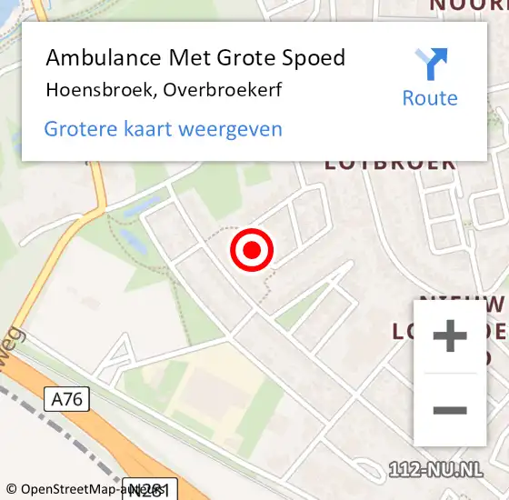 Locatie op kaart van de 112 melding: Ambulance Met Grote Spoed Naar Hoensbroek, Overbroekerf op 8 juli 2014 20:37