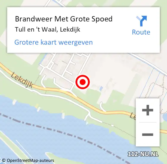 Locatie op kaart van de 112 melding: Brandweer Met Grote Spoed Naar Tull en 't Waal, Lekdijk op 19 februari 2022 13:37