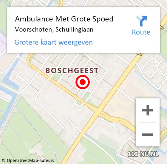 Locatie op kaart van de 112 melding: Ambulance Met Grote Spoed Naar Voorschoten, Schuilinglaan op 19 februari 2022 13:44