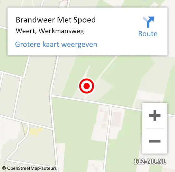 Locatie op kaart van de 112 melding: Brandweer Met Spoed Naar Weert, Werkmansweg op 19 februari 2022 13:44