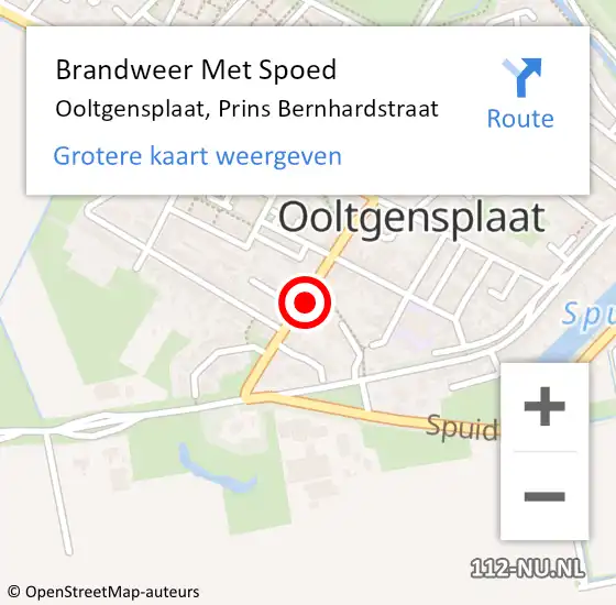 Locatie op kaart van de 112 melding: Brandweer Met Spoed Naar Ooltgensplaat, Prins Bernhardstraat op 19 februari 2022 13:45