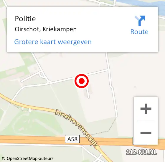 Locatie op kaart van de 112 melding: Politie Oirschot, Kriekampen op 19 februari 2022 13:47