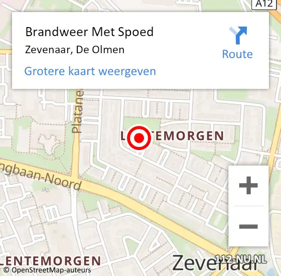 Locatie op kaart van de 112 melding: Brandweer Met Spoed Naar Zevenaar, De Olmen op 19 februari 2022 13:47