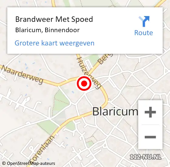 Locatie op kaart van de 112 melding: Brandweer Met Spoed Naar Blaricum, Binnendoor op 19 februari 2022 13:53