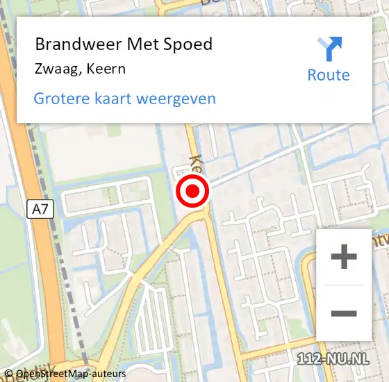 Locatie op kaart van de 112 melding: Brandweer Met Spoed Naar Zwaag, Keern op 19 februari 2022 13:57