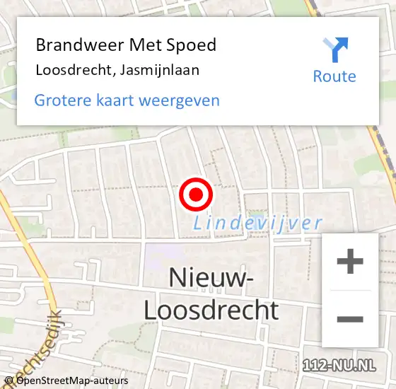 Locatie op kaart van de 112 melding: Brandweer Met Spoed Naar Loosdrecht, Jasmijnlaan op 19 februari 2022 13:58