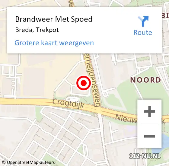 Locatie op kaart van de 112 melding: Brandweer Met Spoed Naar Breda, Trekpot op 19 februari 2022 14:01