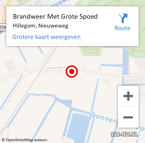 Locatie op kaart van de 112 melding: Brandweer Met Grote Spoed Naar Hillegom, Nieuweweg op 19 februari 2022 14:14