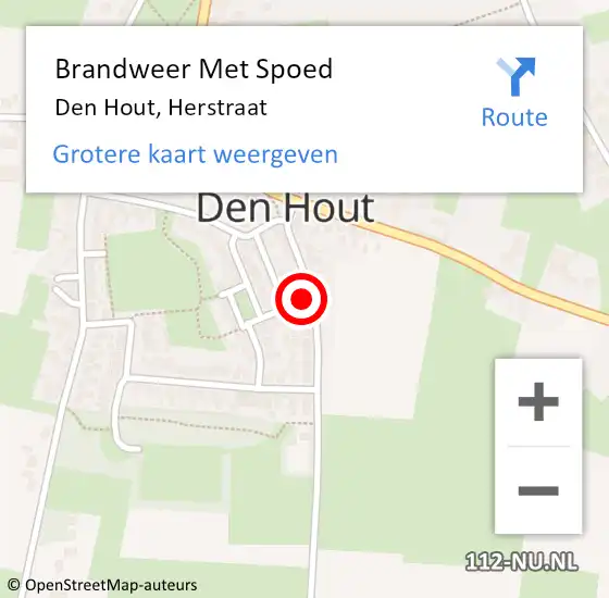 Locatie op kaart van de 112 melding: Brandweer Met Spoed Naar Den Hout, Herstraat op 19 februari 2022 14:14