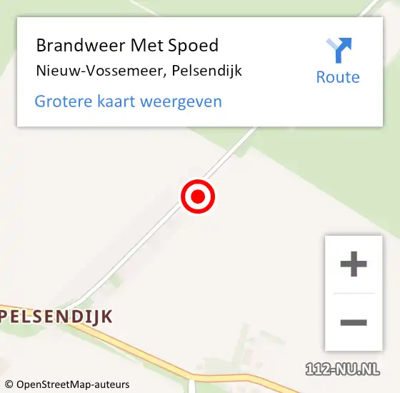 Locatie op kaart van de 112 melding: Brandweer Met Spoed Naar Nieuw-Vossemeer, Pelsendijk op 19 februari 2022 14:15