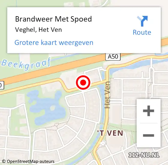 Locatie op kaart van de 112 melding: Brandweer Met Spoed Naar Veghel, Het Ven op 19 februari 2022 14:19