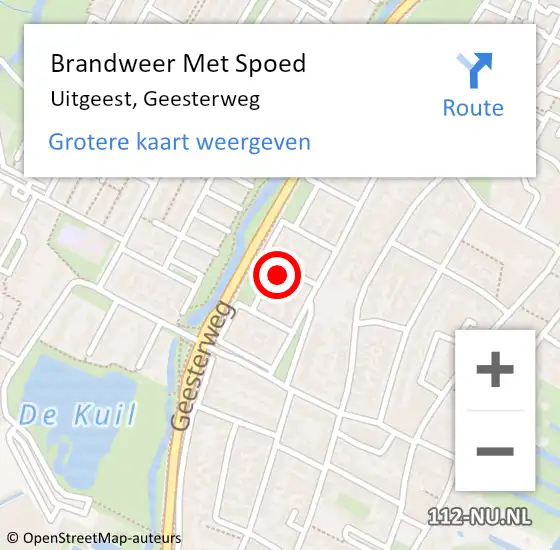 Locatie op kaart van de 112 melding: Brandweer Met Spoed Naar Uitgeest, Geesterweg op 19 februari 2022 14:25