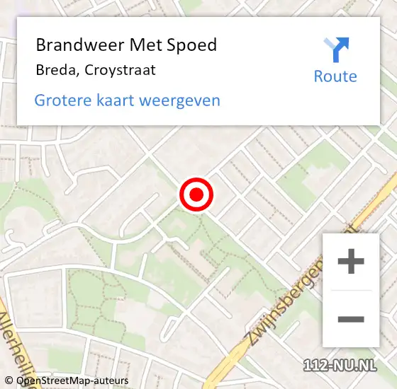 Locatie op kaart van de 112 melding: Brandweer Met Spoed Naar Breda, Croystraat op 19 februari 2022 14:25