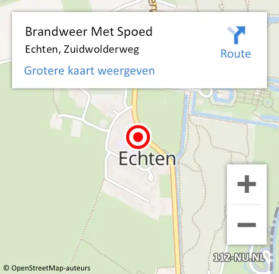 Locatie op kaart van de 112 melding: Brandweer Met Spoed Naar Echten, Zuidwolderweg op 19 februari 2022 14:26